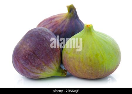 Ripe purple and green fig fruit isolated on white background Stock Photo