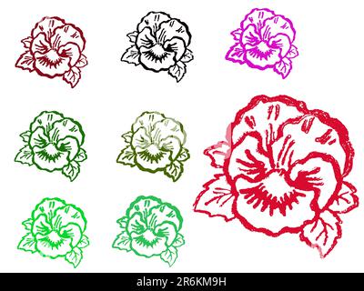 Grunge Stamps - Flowers (Transparent Vectors so they can be overlaid on to other illustrations etc) Stock Vector