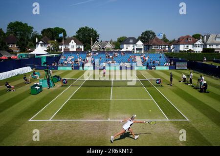 Great Britain's Katie Swan in action against Great Britain's Yuriko Lily Miyazaki during day six of the 2023 Lexus Surbiton Trophy at Surbiton Racket and Fitness Club, London. Picture date: Saturday June 10, 2023. Stock Photo