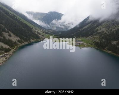 The Lac de Gaube is a beautiful mountain lake, located about twelve kilometers south of the town of Cauterets. Stock Photo