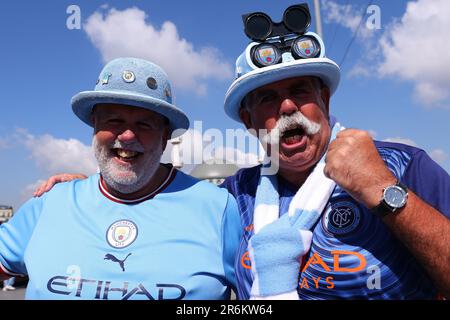 Ataturk Olympic Stadium, Istanbul, Turkey. 10th June, 2023. UEFA Champions League Final, Manchester City versus Inter Milan; Manchester City fans in the Taksim square Credit: Action Plus Sports/Alamy Live News Stock Photo