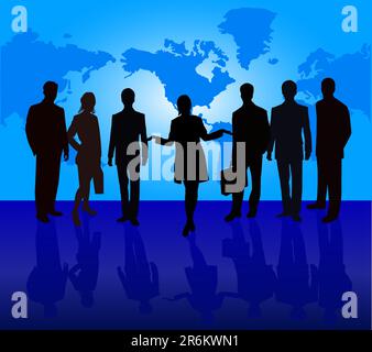 Business Woman Introducing Project- vector silhouettes illustration Stock Vector