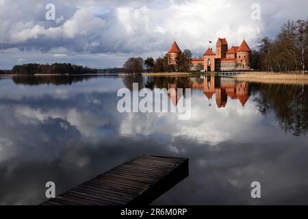 The strategically important Trakai Island Castle, a castle located in Trakai, one of the main centers of the Grand Duchy of Lithuania Stock Photo