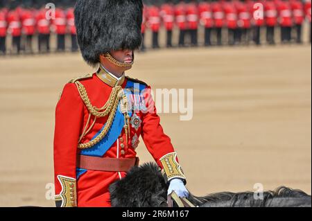 London, UK. 10th June, 2023. Horse Guards Parade, London, UK on June 10 2023. HRH Prince William, The Prince of Wales, during the Trooping the Colour on Horse Guards Parade, London, UK on June 10 2023. Credit: Francis Knight/Alamy Live News Stock Photo