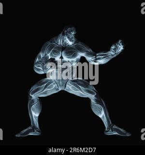 muscle maps of a strong man posing. This guy in clipping path is very  useful for graphic design creations, 3d illustration Stock Photo - Alamy