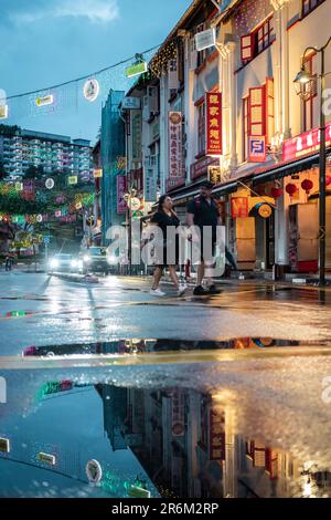 Chinatown at dusk, Singapore, Southeast Asia, Asia Stock Photo