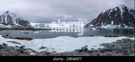 Panoramic View of Marguerite Bay near Stonington Island, Antarctica Stock Photo