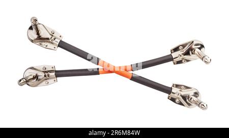 guitar pedal patch cable path isolated on white Stock Photo