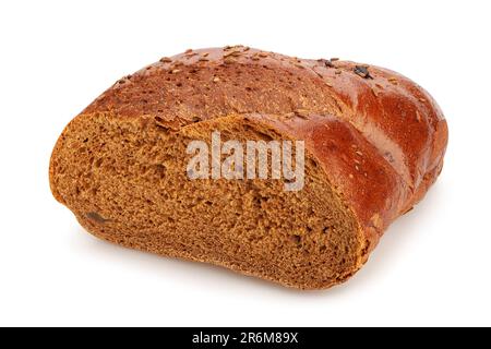sliced brown bread path isolated on white Stock Photo