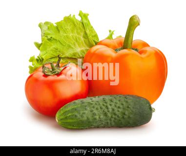 salad vegetable mix path isolated on white Stock Photo