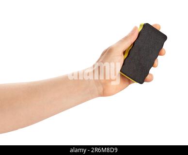 marker eraser in hand path isolated on white Stock Photo