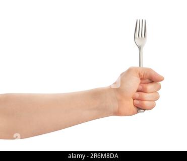 fork in hand path isolated on white Stock Photo
