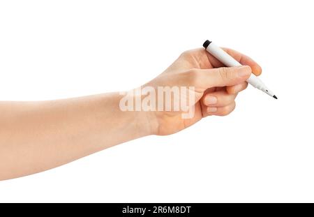 marker in hand path isolated on white Stock Photo