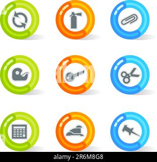 Stylish colorful gel Icons with device symbols; easy edit layered files. Stock Vector