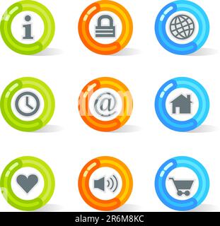 Stylish colorful gel Icons with device symbols; easy edit layered files. Stock Vector