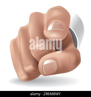 Right hand with forefinger pointing on viewer. Vector illustration Stock Vector