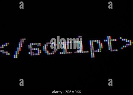 Script inscription on the computer screen. Stock Photo