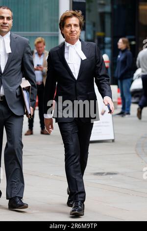 David Sherborne arrives at the High Court this morning ahead of the third day of trial against Mirror Group Newspapers.   Image shot on 7th June 2023. Stock Photo