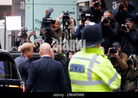 Prince Harry arrives at the High Court this morning ahead of the third day of trial against Mirror Group Newspapers.   Image shot on 7th June 2023.  © Stock Photo