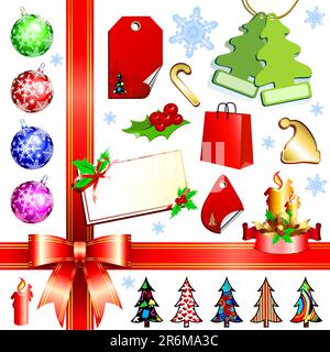 christmas set, this  illustration may be useful  as designer work Stock Vector
