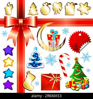 christmas set, this  illustration may be useful  as designer work Stock Vector