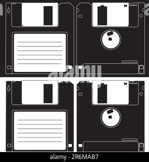 Diskette of 3.5 inches. A vector illustration. It is adapted for a light and dark background. Stock Vector