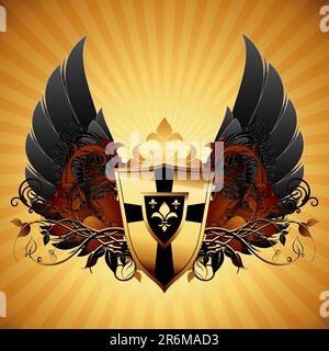 ornamental shield, this  illustration may be useful  as designer work Stock Vector