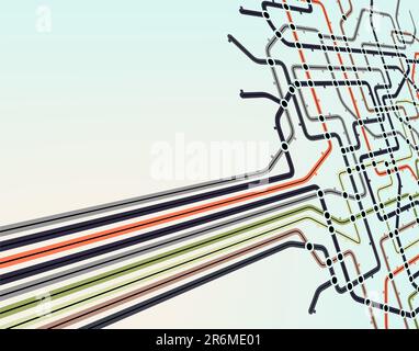 Abstract editable vector background of a subway map Stock Vector