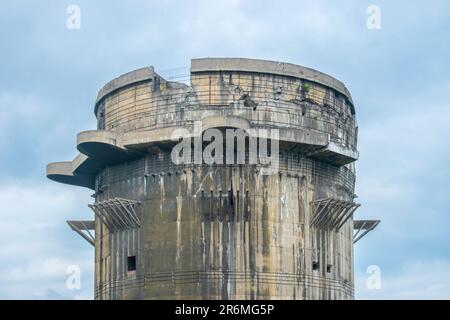 Vienna, Austria 10 June 2023: flak towers: massive anti-aircraft structures built between 1942-1945 in Berlin 3, Hamburg 2, and Vienna 3. Operated by Stock Photo