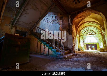 empty hallway in a lost place hospital Stock Photo