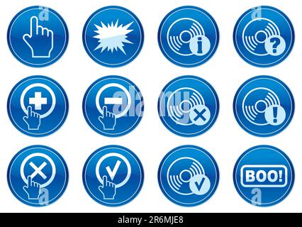 Gadget icons set. White - dark blue palette. Vector illustration. Stock Vector