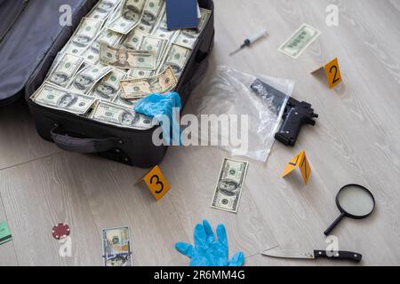 Open suitcase with one million dollars bills stacks Stock Photo