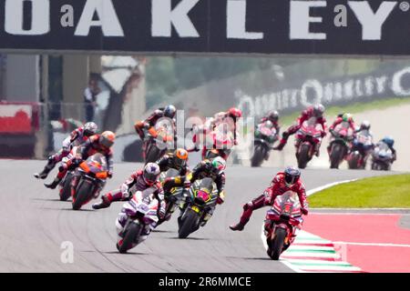 Misano Adriatico, Italy. 10th June, 2023. Star Race sprint MotoGP during the MotoGP Oakley Italian Grand Prix Qualifying Sunday, MotoGp of Italy - at Mugello Circuit on June 11, 2023 in Scarperia, Italy. (Photo by Fabio Averna/Sipa USA) Credit: Sipa USA/Alamy Live News Stock Photo