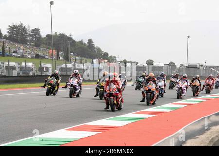 Misano Adriatico, Italy. 10th June, 2023. Star Race sprint MotoGP during the MotoGP Oakley Italian Grand Prix Qualifying Sunday, MotoGp of Italy - at Mugello Circuit on June 11, 2023 in Scarperia, Italy. (Photo by Fabio Averna/Sipa USA) Credit: Sipa USA/Alamy Live News Stock Photo