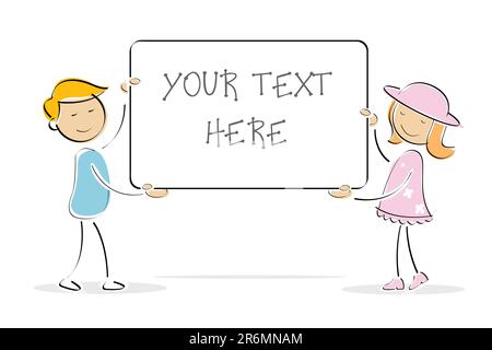 Student girl holding empty board cartoon sticker illustration Stock ...