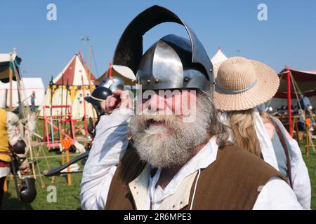 Barnet, London, UK. 10th June 2023. The Barnet Medieval Festival, with over 350 re-enactors commemorating the Battle of Barnet and the Wars of the Roses. Credit: Matthew Chattle/Alamy Live News Stock Photo