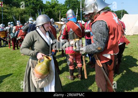 Barnet, London, UK. 10th June 2023. The Barnet Medieval Festival, with over 350 re-enactors commemorating the Battle of Barnet and the Wars of the Roses. Credit: Matthew Chattle/Alamy Live News Stock Photo