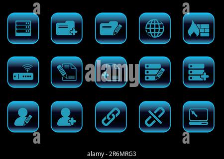 Database and Network icons blue Series Stock Vector