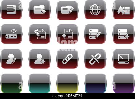 Database and Network icons Transparent metal Series Stock Vector