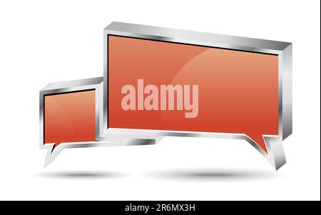 Two vector glossy chat box in orange color. Stock Vector