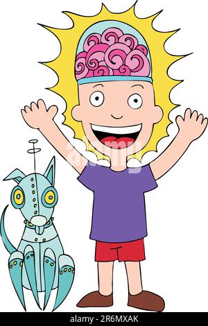 Cartoon image depicting a child's imagination. Stock Vector