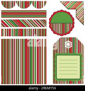 Set of Christmas design frames and stickers Stock Vector