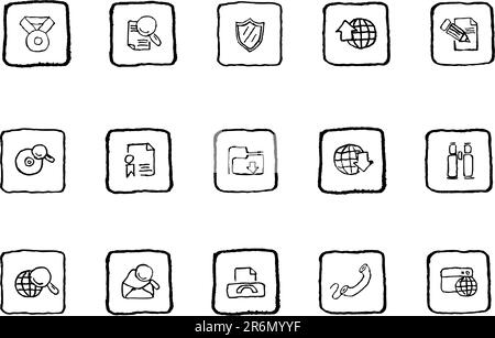 Internet icons grunge line Stock Vector