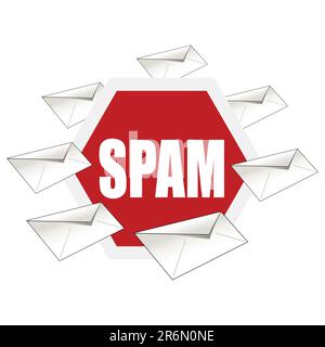 Stop Spam conceptual sign isolated over white background Stock Vector