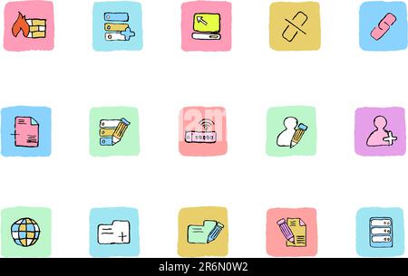 Database and Network icons  Fresh color Stock Vector