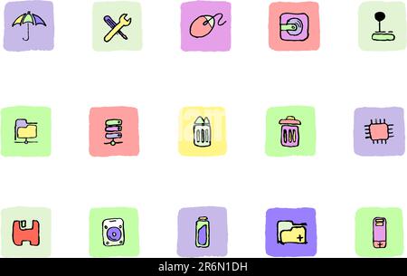 Computer and Data icons   Fresh color Stock Vector