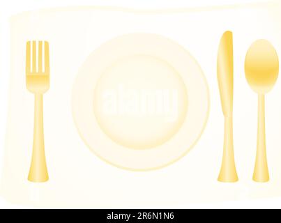 Vector illustration of golden flatware Stock Vector
