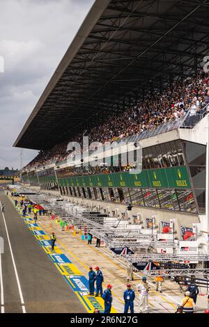 Crowd, grandstand during the 24 Hours of Le Mans 2023 on the Circuit ...