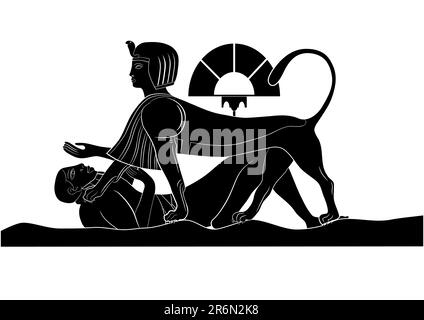 Sphinx and failure guesser - illustrations of the mythical creatures of ancient Egypt Stock Vector