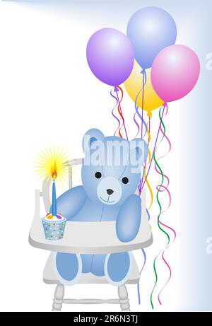 Baby boy first birthday Stock Vector